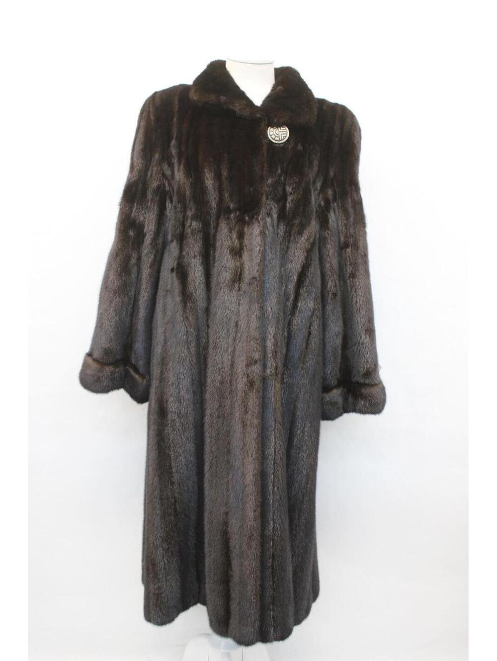 Excellent Canadian Dark Ranch Female Mink Fur Coat Women Woman Size 6-8 S-M